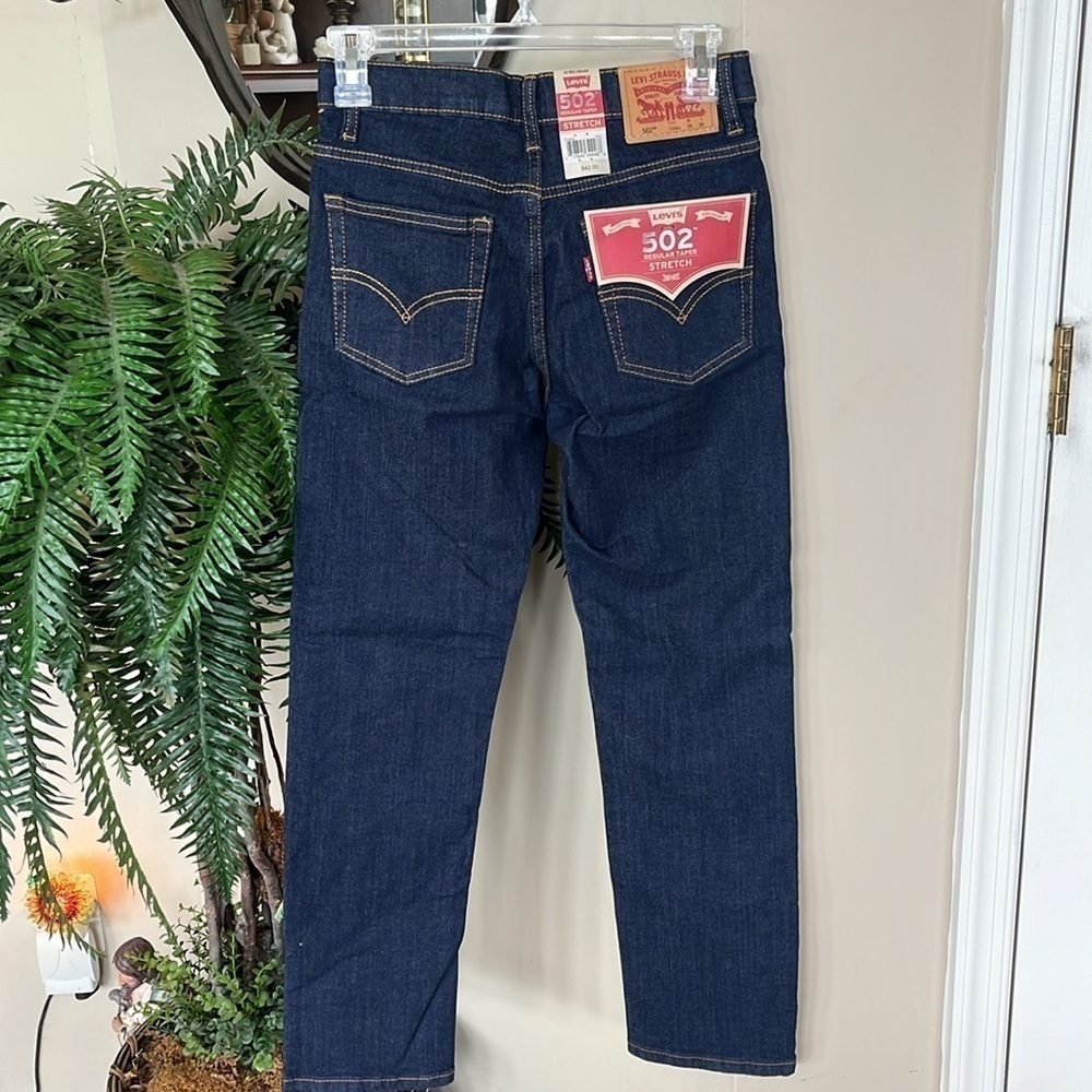 Brand New Levi’s 502 Regular Taper Adjustable Waistband Stretch Boys Dark Jeans - Picture 6 of 12